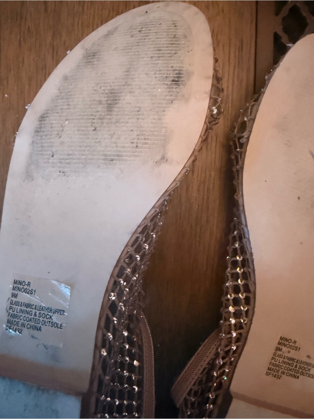 Steve Madden Rose Gold Mesh Rhinestone Flat Sandals - Picture 6 of 6